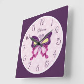 Personalized Purple Butterfly Nursery Clock (Angle)