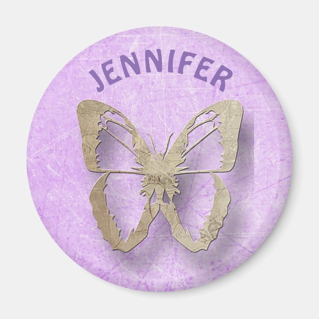 Personalized Purple Butterfly Refrigerator Magnet (Front)
