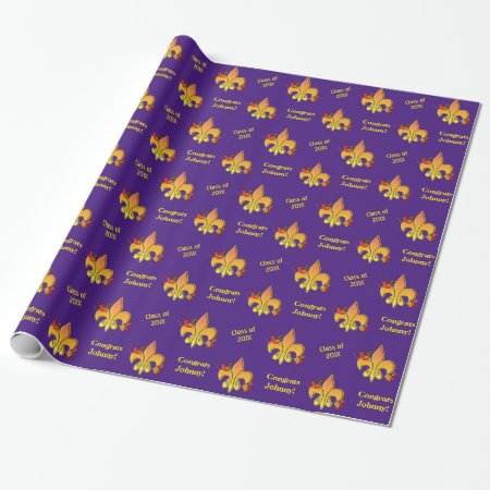 Personalized Purple Cajun Crawfish Fleur De Lis Wrapping Paper