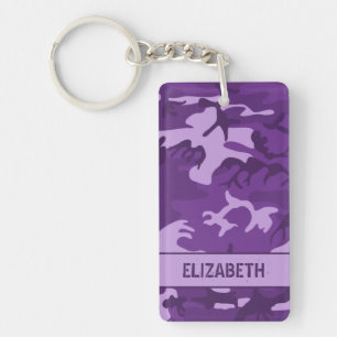 Personalized Purple Camo Keychain
