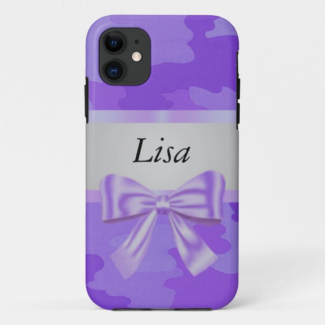 Personalized Purple Camouflage Purple Bow Case-Mate iPhone Case (Back)