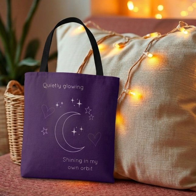 Personalized Purple Celestial Line Art Tote Bag (Creator Uploaded)