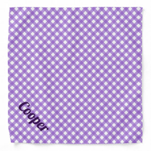 Personalized Purple Checkered Dog Bandana