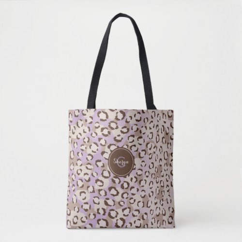 Personalized Purple Cheetah Print Animal Pattern Tote Bag