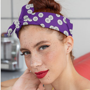 Personalized Purple Circular White Japanese Flower Bandana