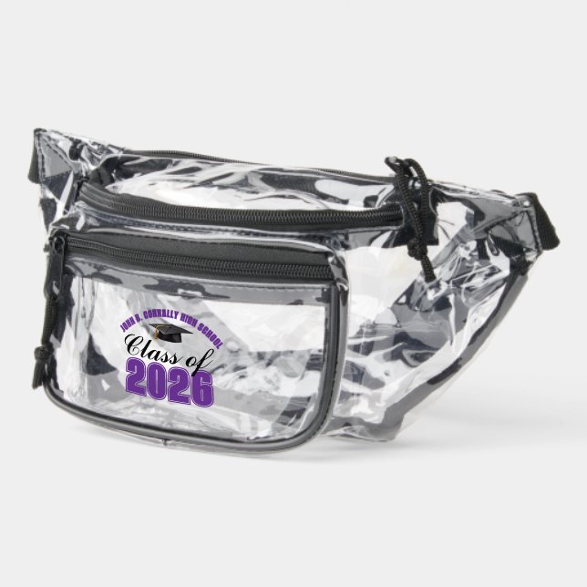 Personalized Purple Class of 2026 Graduation Clear Fanny Pack (Left)