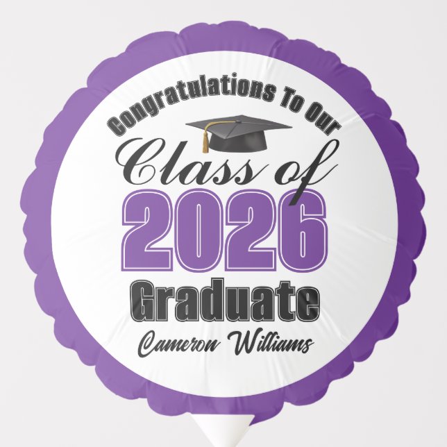 Personalized Purple Class of 2026 Graduation Party Balloon (Front)