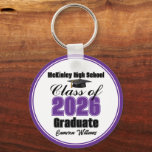 Personalized Purple Class of 2026 Graduation Party Keychain<br><div class="desc">Customize your own purple high school Class of 2026 graduate keychain for a high school or college graduation party. Cool varsity letters for the year on a great custom commemorative keepsake for seniors.</div>