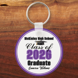 Personalized Purple Class of 2026 Graduation Party Keychain