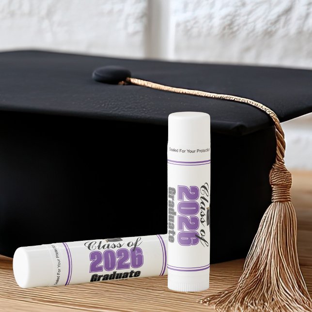 Personalized Purple Class of 2026 Graduation Party Lip Balm (Creator Uploaded)