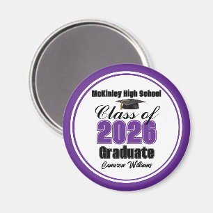 Personalized Purple Class of 2026 Graduation Party Magnet