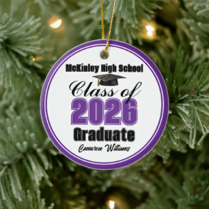 Personalized Purple Class of 2026 Graduation Photo Ceramic Ornament