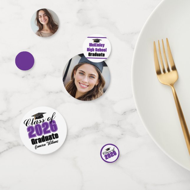 Personalized Purple Class of 2026 Graduation Photo Confetti (Group)