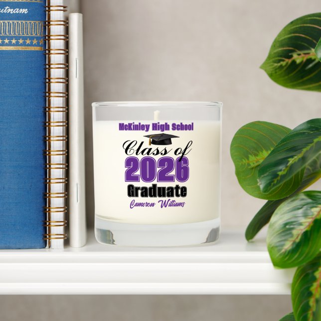 Personalized Purple Class of 2026 Graduation Scented Candle (Shelf)