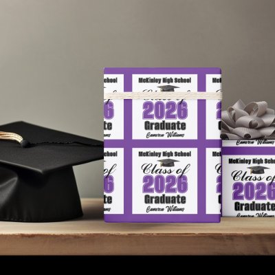 Personalized Purple Class of 2026 Graduation Wrapping Paper