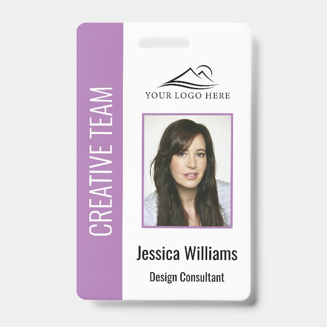 Personalized Purple Corporate Employee Security ID Badge (Front)