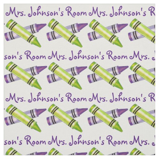 Personalized Purple Crayons School Art Teacher Fabric