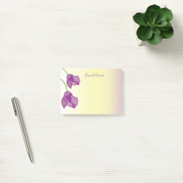 Personalized Purple Cyclamen floral Post-it Notes (Office)