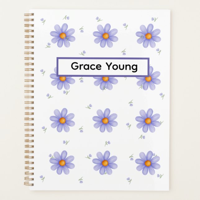 Personalized Purple Daisy Notebook Custom Name (Front)