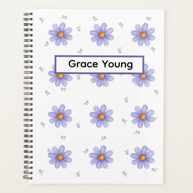 Personalized Purple Daisy Notebook Custom Name (Front)
