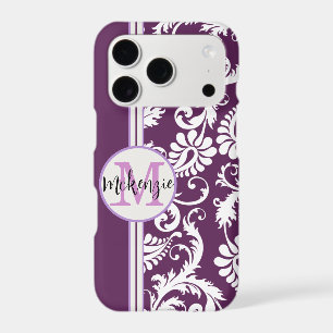 Personalized Purple Damask Pattern iPhone 17 Pro Case