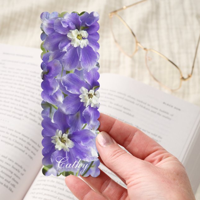 Personalized Purple Delphium Floral Bookmarks (Hand)