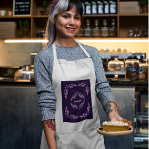 Personalized Purple Dendrobium Orchids Motif Adult Apron