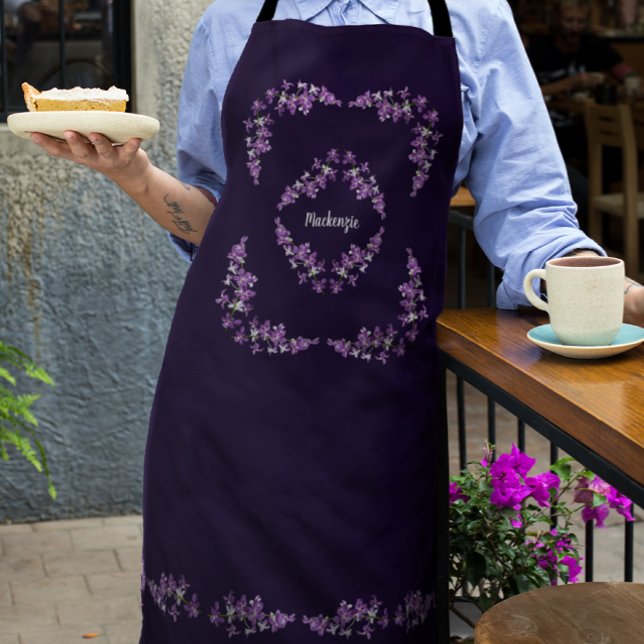 Personalized Purple Dendrobium Orchids Motif Apron (Creator Uploaded)