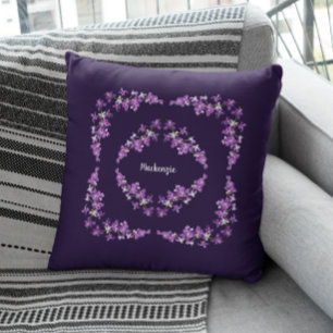Personalized Purple Dendrobium Orchids Motif Throw Pillow
