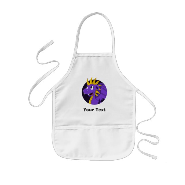 Personalized Purple dragon cartoon Kids' Apron (Front)