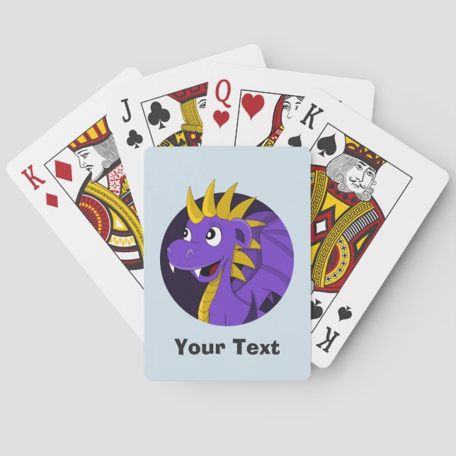Personalized Purple dragon cartoon Playing Cards (Back)
