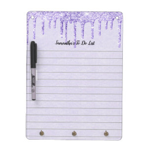 Personalized Purple Dripping Glitter Girly Trendy Dry Erase Board