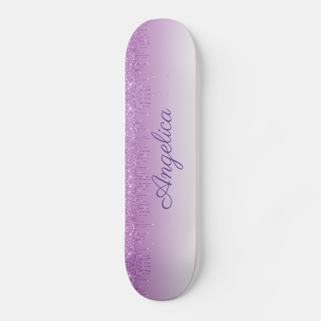 Personalized Purple Dripping Glitter Skateboard Zazzle