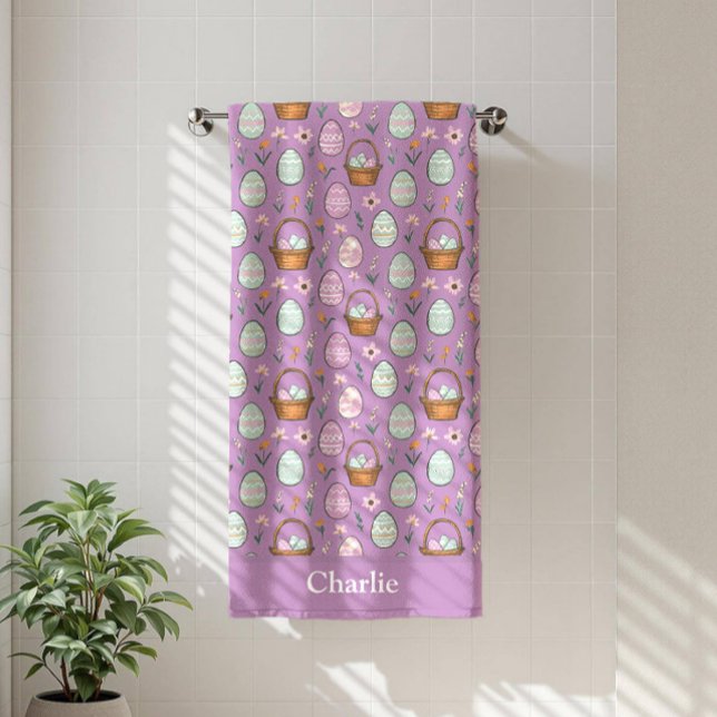 Personalized Purple Easter Bath Towel (Creator Uploaded)
