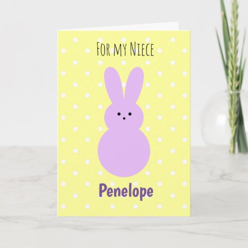 Personalized Purple Easter Bunny Niece Card