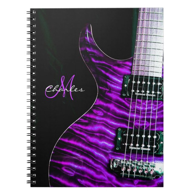 Personalized Purple Electric Guitar Music Notebook (Front)