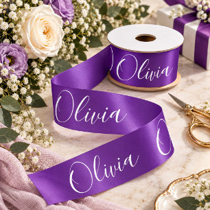 Personalized Purple Elegant Name Satin Ribbon