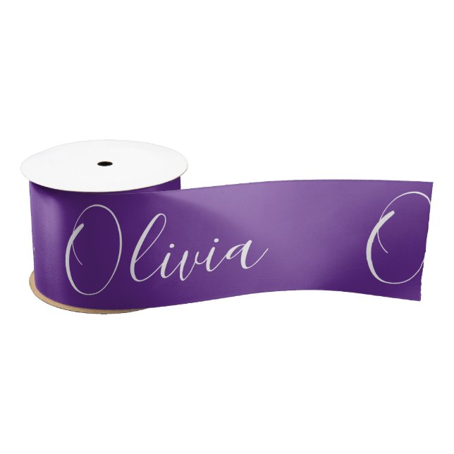 Personalized Purple Elegant Name Satin Ribbon (Spool)
