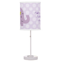 Personalized Purple Elephant and Dots Nursery Lamp