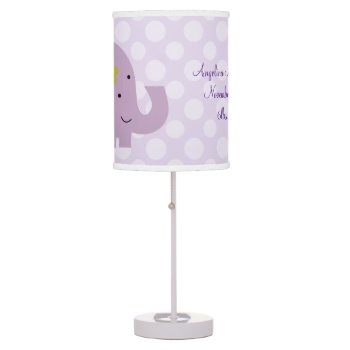 Personalized Purple Elephant And Dots Nursery Lamp by Personalizedbydiane at Zazzle