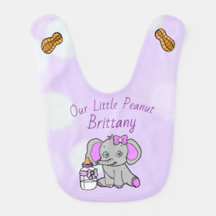 Personalized Purple Elephant Girl's Baby Bib