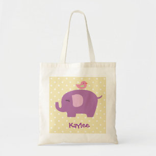 Personalized Purple Elephant Tote Bag