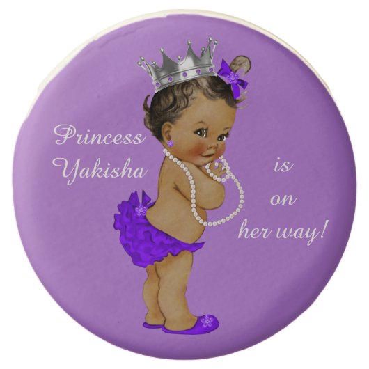 Personalized Purple Ethnic Princess Baby Shower Chocolate Covered Oreo (Front)