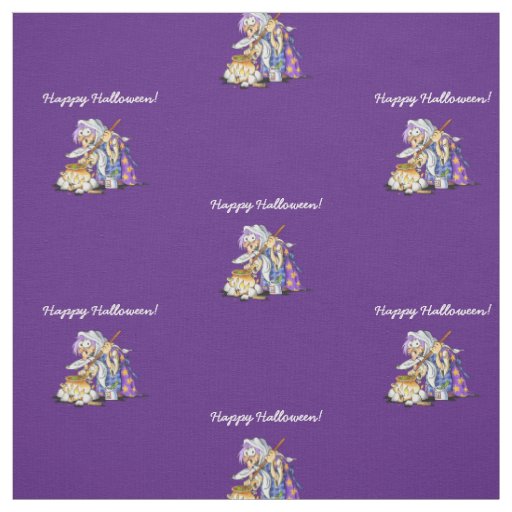 Personalized Purple Fabric Happy Halloween Witch