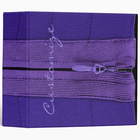 Personalized Purple Faux Zipper Binder