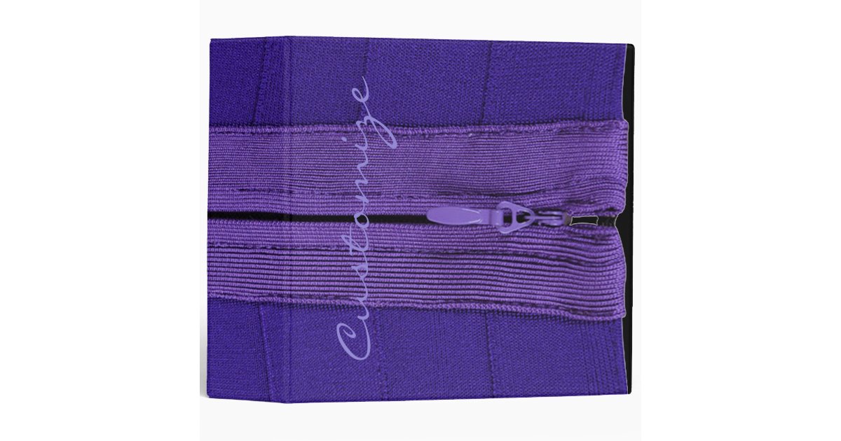 Personalized Purple Faux Zipper Binder Zazzle