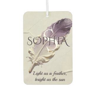 Personalized Purple Feather Custom Name Monogram Air Freshener