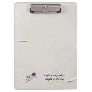 Personalized Purple Feather Custom Name Monogram Clipboard