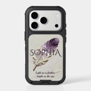 Personalized Purple Feather Custom Name Monogram iPhone 17 Pro Case