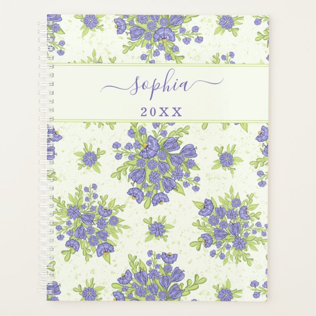 Personalized Purple Floral 2026 Elegant  Planner (Front)